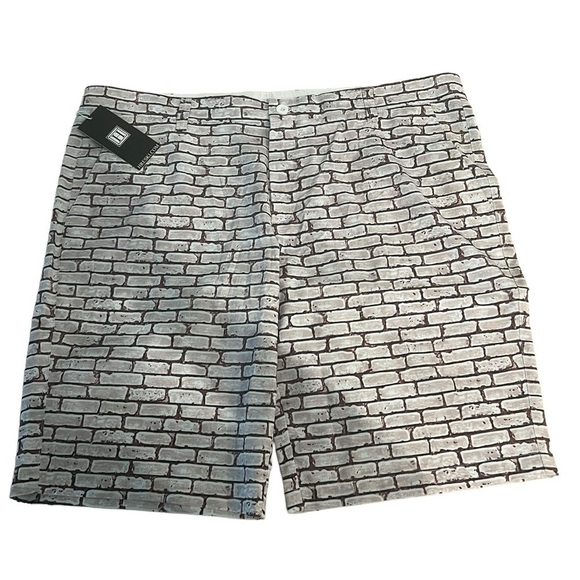 Hreski Golf Shorts Brick Wall Pattern Brown/White Men’s Size 40 NWT - Picture 7 of 14